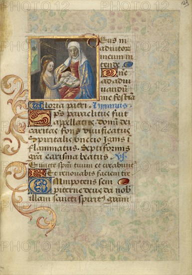 Anna Teaching the Virgin Reading; Poncher Hours, about 1500. Creator: Master of Cardinal Bourbon.