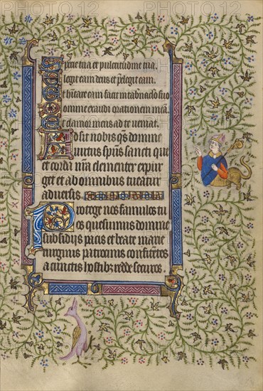 Decorated Text Page; Book of Hours, about 1410. Creator: Unknown.