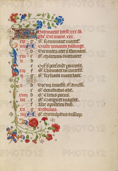 July Calendar Page; Book of Hours, after 1460. Creator: Unknown.