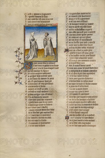 The Personification of Reason Instructing the Lover; Roman de la Rose, about 1405. Creator: Unknown.