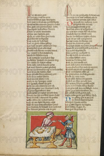 Jacob Obtaining Esau's Birthright; Weltchronik, about 1400-1410. Creator: Unknown.