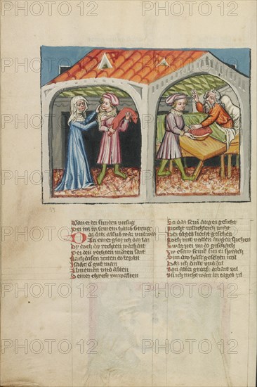 Jacob's Deceit; Weltchronik, about 1400-1410. Creator: Unknown.