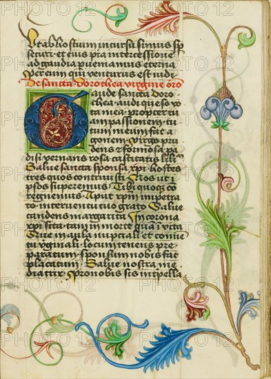 Decorated Initial G; Prayer Book, about 1470-1480. Creator: Workshop of Valentine Noh.