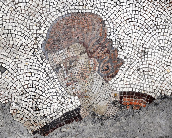 Woman's head, detail from mosaic pavement in the Great Palace of Constantinople, 4th-6th century. Creator: Unknown.