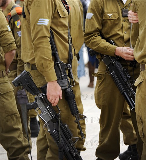 Soldiers of Israel's military visiting the Western Wall, Jerusalem, Israel, 2013. Creator: LTL.