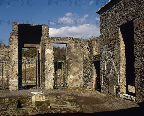 Atrium with impluvium, House of Octavius Quartio or House of Loreius Tiburtinus, Pompeii, 1st cent. Creator: LTL.