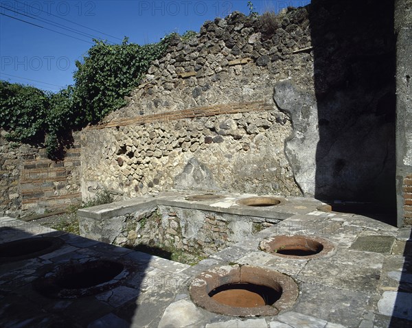 Thermopolium, Via Austali with Vicolo Storto, Pompeii, Italy, 2002.  Creator: LTL.