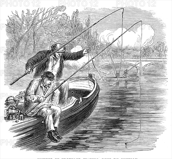 The French Siege of Paris: fishing in troubled waters, Pont de Neuilly, 1871. Creator: Unknown.