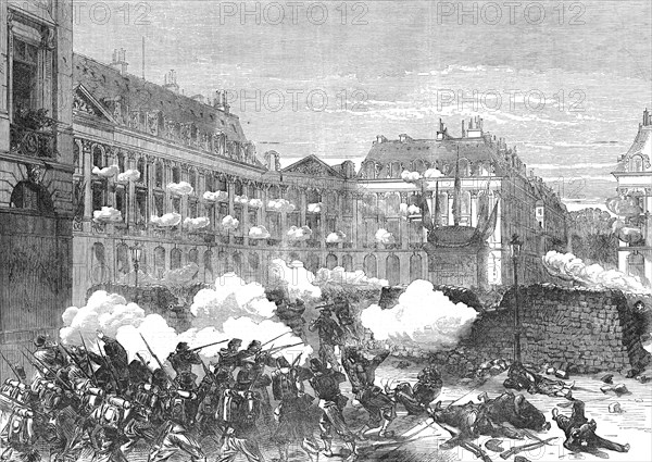 The Fighting in Paris: attack on the Communist staff in the Place Vendôme, 1871. Creator: Unknown.