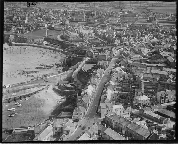 Fore Street and Towan Sands, Newquay, Cornwall, c1930s. Creator: Arthur William Hobart.