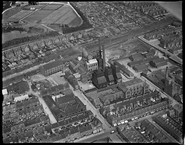 Barrow Corporation Electricity Works and environs, Barrow-in-Furness, Cumbria, c1930s. Creator: Arthur William Hobart.