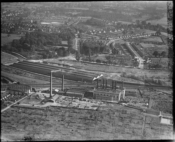 Cardiff Road Power Station and the L&NWR Carriage Shed, Watford, London, c1930s. Creator: Arthur William Hobart.