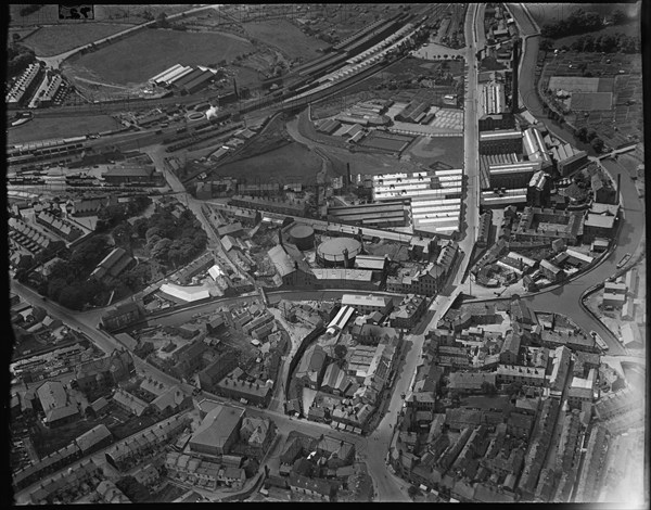 Swadford Street, the Gas Works and environs, Skipton, North Yorkshire, c1930s. Creator: Arthur William Hobart.