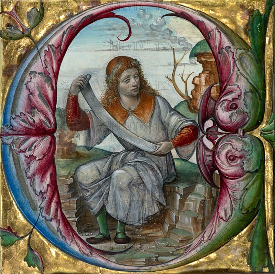 Initial E: Saint John the Evangelist, early 16th century. Creator: Master B.F..