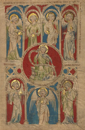 Saint John the Evangelist surrounded by Seven Angels, about 1340-1350. Creator: Unknown.