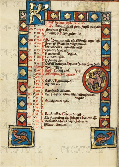 Zodiacal Sign of Leo; Psalter, third quarter of 13th century. Creator: Unknown.