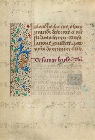 Decorated Text Page; Prayer Book of Charles the Bold, about 1480-1490. Creator: Unknown.