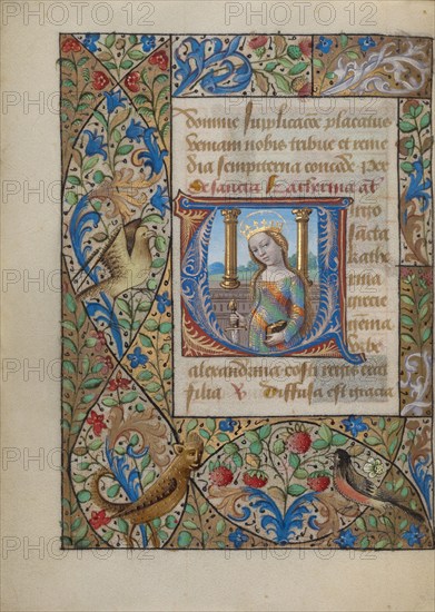 Initial V: Saint Catherine; Book of Hours, about 1480-1490. Creator: Georges Trubert.