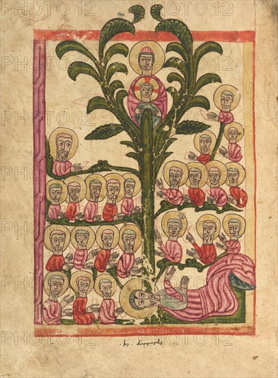 The Tree of Jesse; Gospel Book, 1583. Creator: Ghoukas.