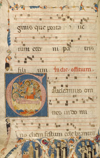 Initial G: The Death of the Virgin; Gradual, about 1270. Creator: Jacobellus of Salerno.