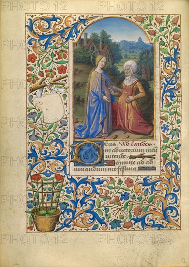 The Visitation; Katherine Hours, about 1480-1485. Creator: Jean Bourdichon.