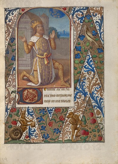 King David in Prayer; Book of Hours, about 1480-1490. Creator: Jean Bourdichon.