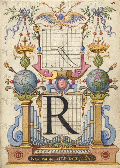 Guide for Constructing the Letter R; Mira calligraphiae monumenta, about 1591-1596. Creator: Joris Hoefnagel.