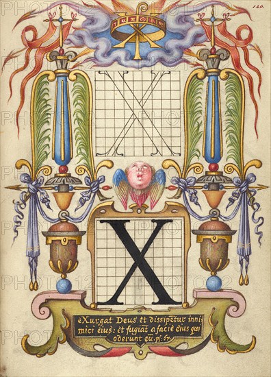 Guide for Constructing the Letter X; Mira calligraphiae monumenta, about 1591-1596. Creator: Joris Hoefnagel.