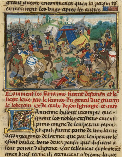 Guerin de Lorraine Freeing Vienne from the Saracens,  written 1463-1465; illuminated 1467-1472. Creators: Loyset Liedet, Pol Fruit.