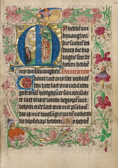 Initial M: A Kneeling Woman in Prayer; Book of Hours, Use of Utrecht, about 1460. Creator: Master of Evert Zoudenbalch.