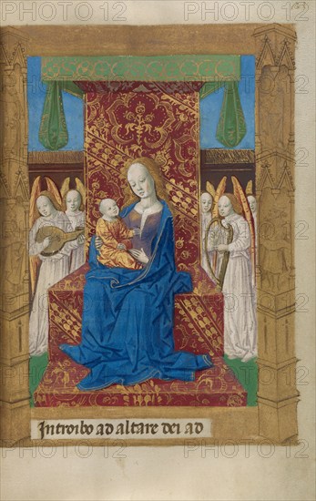 The Virgin and Child Enthroned; Book of Hours, 1478. Creator: Master of Guillaume Lambert.