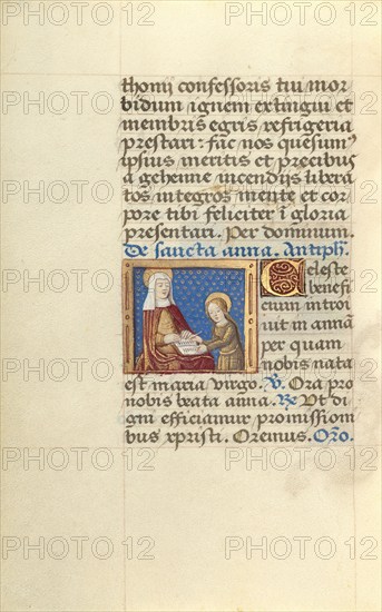 Anna Teaching the Virgin Reading; Poncher Hours, about 1500. Creator: Master of Jacques de Besancon.