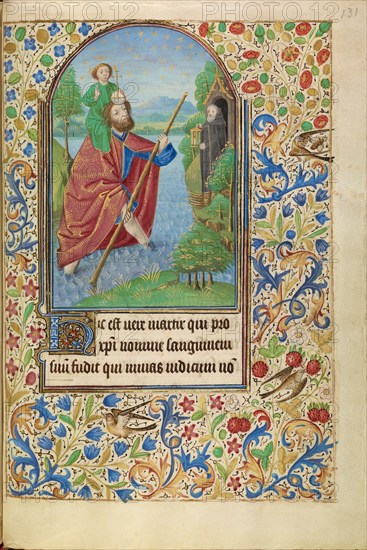 Saint Christopher Carrying the Christ Child; Book of Hours, about 1466-1470. Creator: Master of Jacques of Luxembourg.