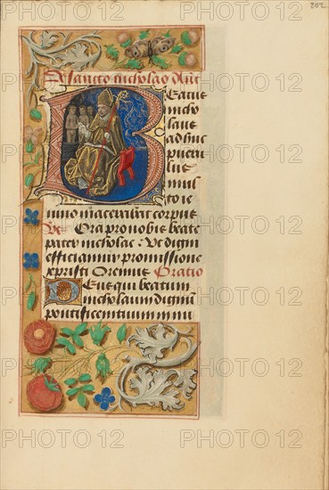 Initial B: Saint Nicholas; Crohin-La Fontaine Hours, (about 1480-1485?). Creators: Master of the Dresden Prayer Book, Workshop of the Master of the Dresden Prayer Book.