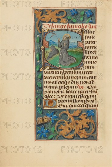 Initial S: The Stigmatization of Saint Francis; Crohin-La Fontaine Hours, (about 1480-1485?). Creators: Master of the Dresden Prayer Book, Workshop of the Master of the Dresden Prayer Book.