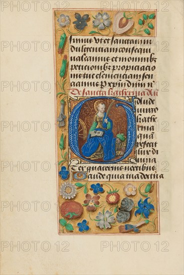 Initial G: Saint Catherine; Crohin-La Fontaine Hours, (about 1480-1485?). Creators: Master of the Dresden Prayer Book, Workshop of the Master of the Dresden Prayer Book.