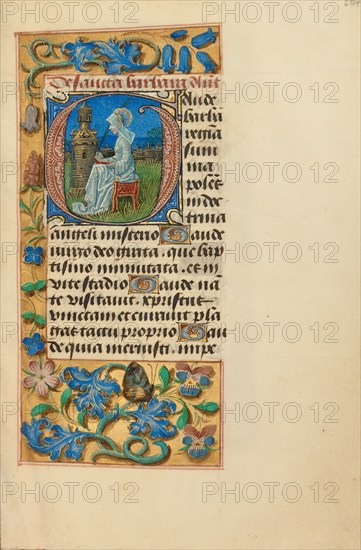 Initial G: Saint Barbara; Crohin-La Fontaine Hours, (about 1480-1485?). Creators: Master of the Dresden Prayer Book, Workshop of the Master of the Dresden Prayer Book.