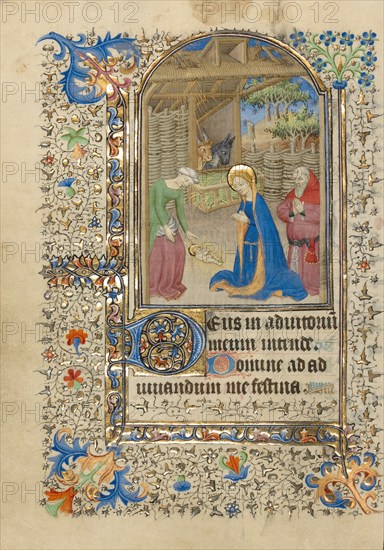 The Nativity; Book of Hours, about 1420-1430. Creator: Master of the Harvard Hannibal.