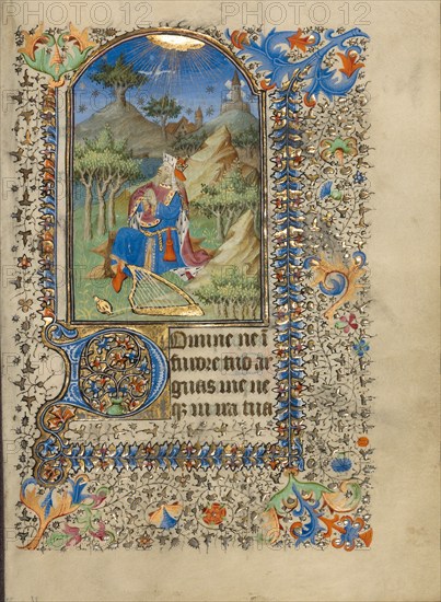 David in Prayer; Book of Hours, about 1420-1430. Creator: Master of the Harvard Hannibal.