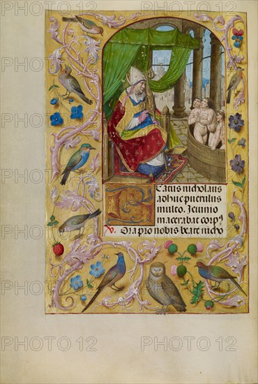 Saint Nicholas Rescuing Three Youths from a Tub; Spinola Hours, about 1510-1520. Creator: Master of the Lubeck Bible.