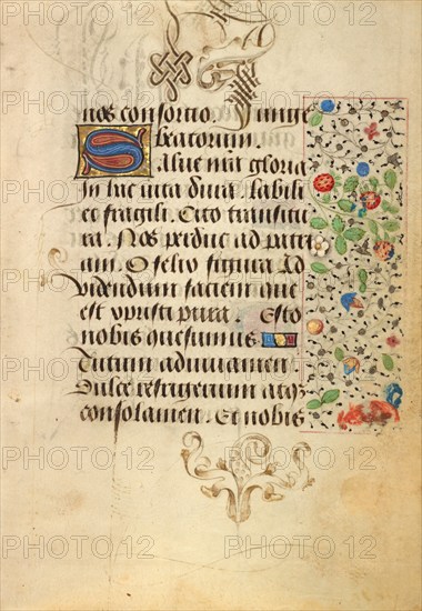 Decorated Text Page; Prayer Book of Charles the Bold, about 1471. Creator: Nicolas Spierinc.