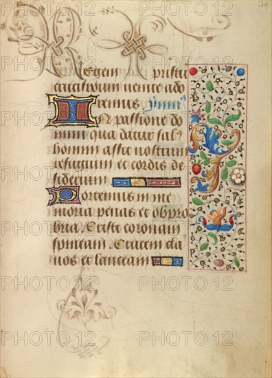 Decorated Text Page; Prayer Book of Charles the Bold, about 1471. Creator: Nicolas Spierinc.