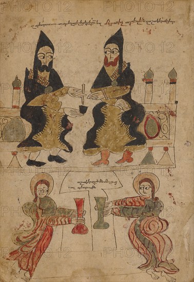 The Scribe Petros and his Pupils; Gospel Book, 1386. Creator: Unknown.