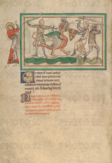 The Dragon Fighting the Just; Dyson Perrins Apocalypse, about 1255-1260. Creator: Unknown.