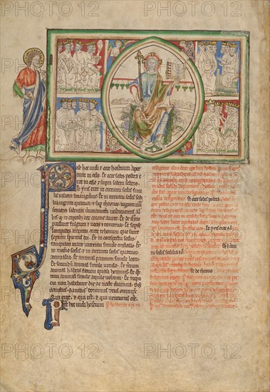 The Vision of the Throne of God and the Twenty-Four Elders; Dyson Perrins Apocalypse, about 1255-60. Creator: Unknown.