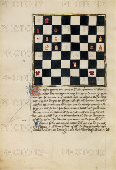 Chess Problem; Book of Chess Problems, late 14th century. Creator: Unknown.