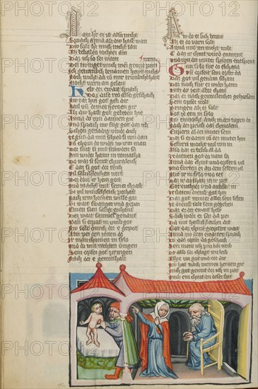 The Presentation of Samuel in the Temple; Weltchronik, about 1400-1410. Creator: Unknown.