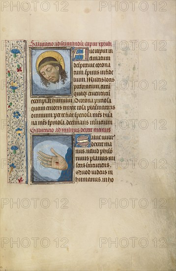 Christ's Head: Christ's Right Hand with Wound; Arenberg Hours, early 1460s. Creator: Willem Vrelant.