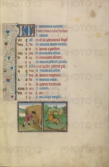 July Calendar Page: Reaping: Leo; Arenberg Hours, early 1460s. Creator: Workshop of Willem Vrelant.