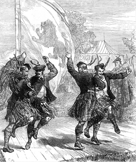 Highland dancing at the Crystal Palace, 1872. Creator: C. R..